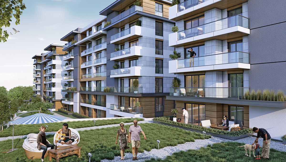 Unique Low-Rise Apartments - Bahcelievler - Flowing water features