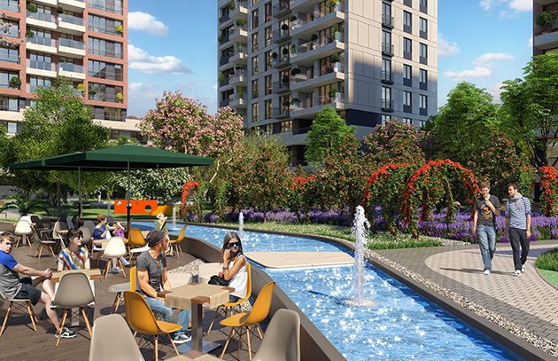 Ideal Investment Apartments In Istanbul - Lnadscaping and water features