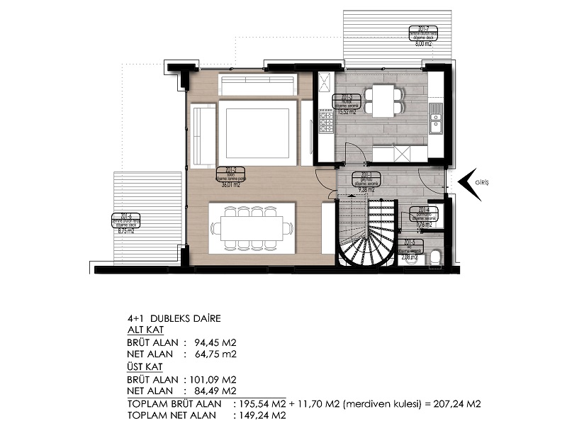 Bahcesehir Nature View Apartments - 4 bed duplex lower floor plan