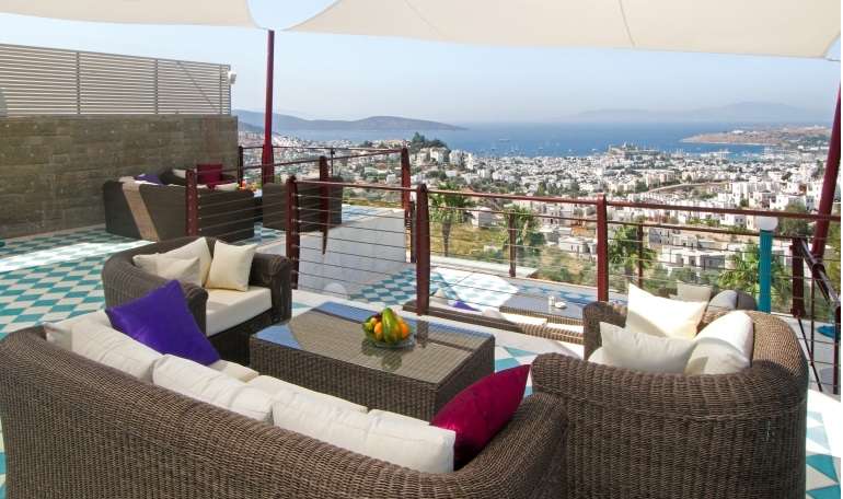Castle View Bodrum Town Villas - Sea facing terrace/balcony