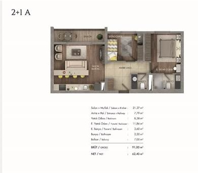 ideally Located Istanbul Apartments - Esenyurt - 3 Bed floor plan sample