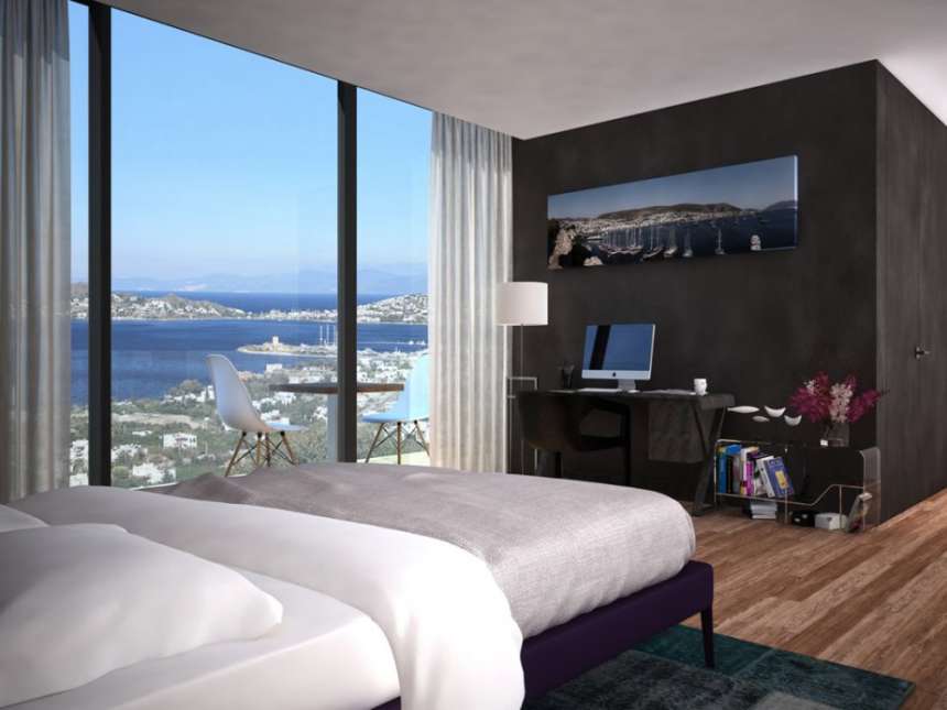 Marina View Yalikavak Luxury Villas - Sea view bedrooms