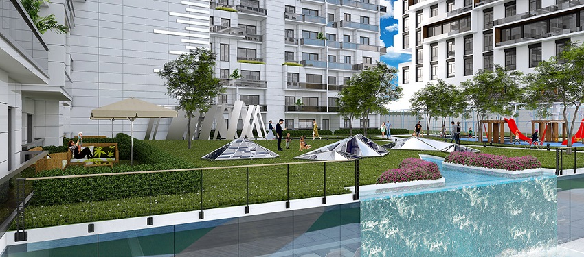 Sea View Esenyurt Apartments - Istanbul - Landscaped gardens and water features