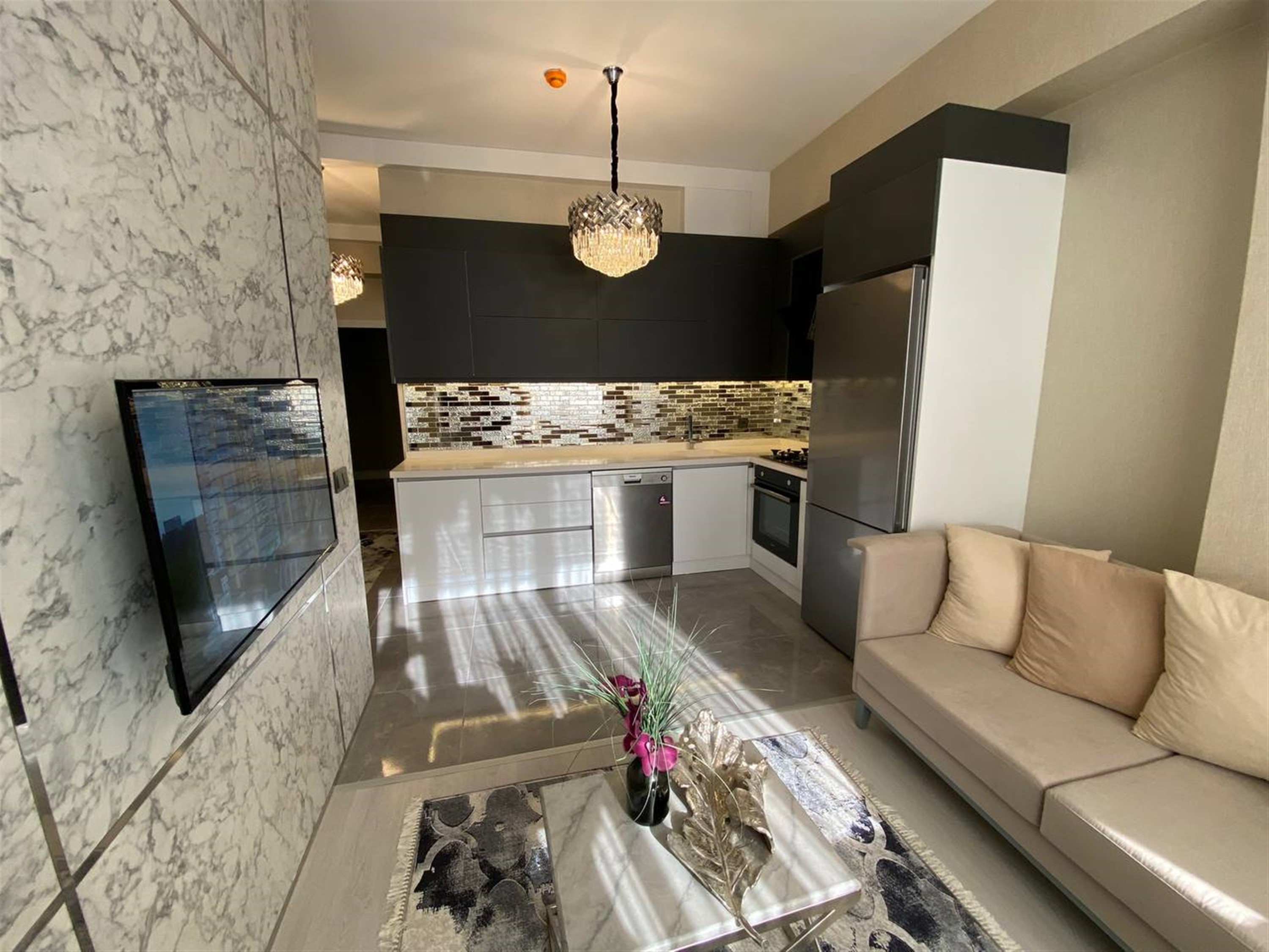 Off-Plan Istanbul Smart Home Apartments - Lounge through to the kitchen