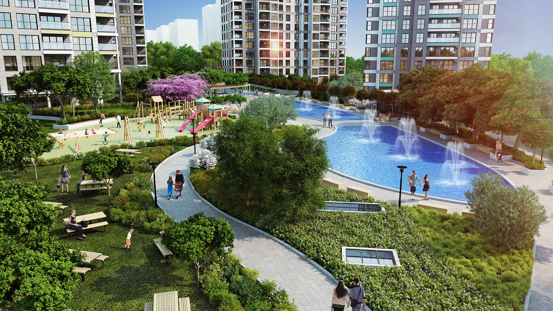 Turnkey Luxury Apartments - Istanbul - Vast areas of communal gardens