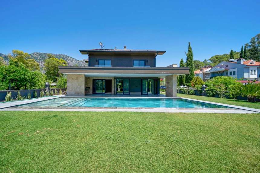 Exquisite brand new Fethiye Property For Sale - Main view of villa and private pool