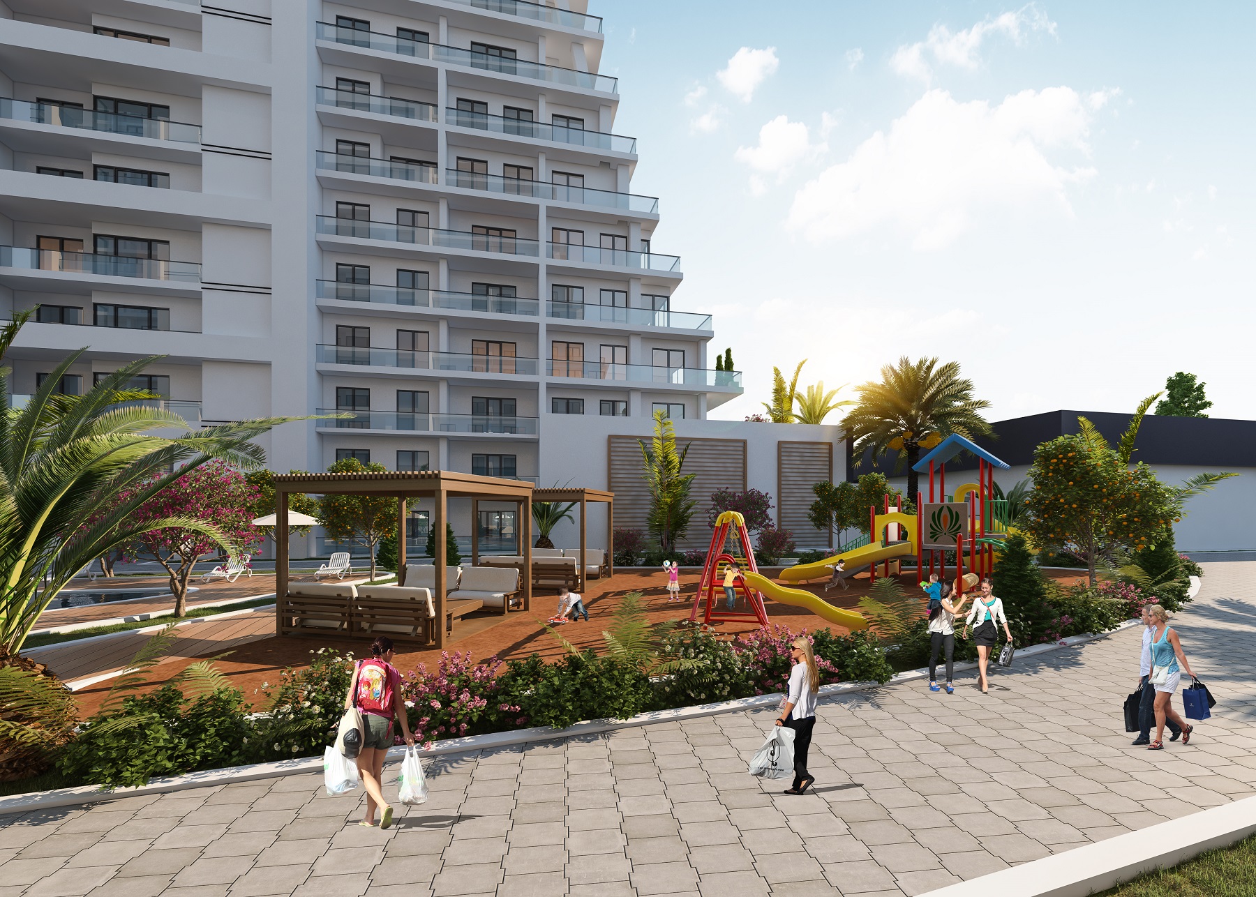 Affordable Istanbul Apartments - Off-Plan  - Play area and shaded seating - 