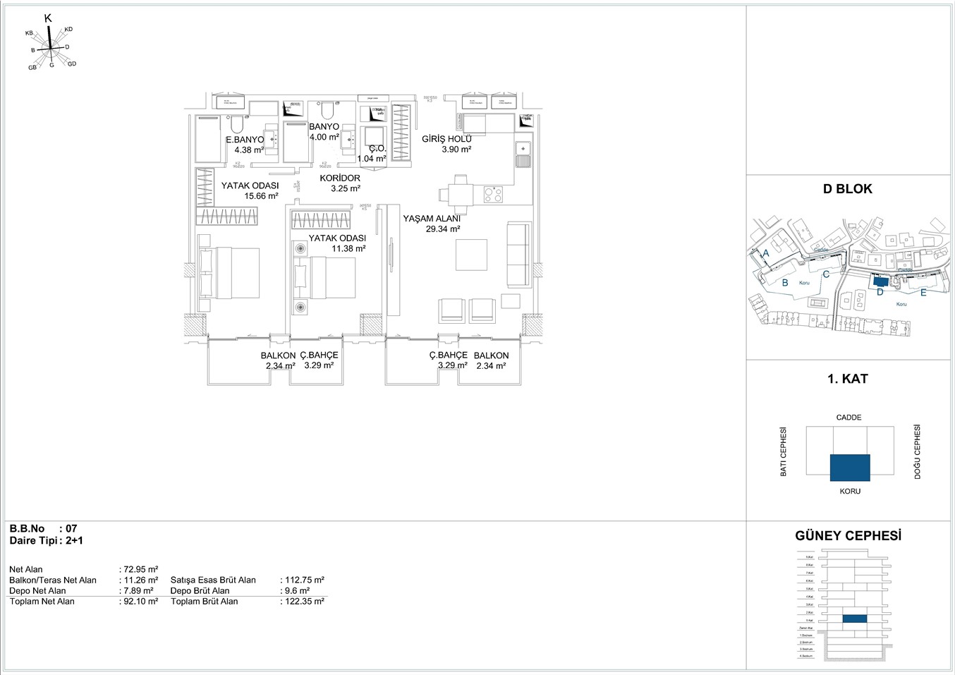 Istanbul City Centre Luxury Apartments- Sample 2 bedroom floor plan