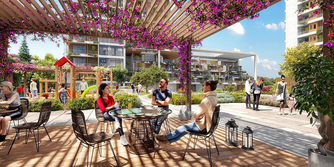 Smart Home Asian Istanbul Apartments - Shaded garden seating