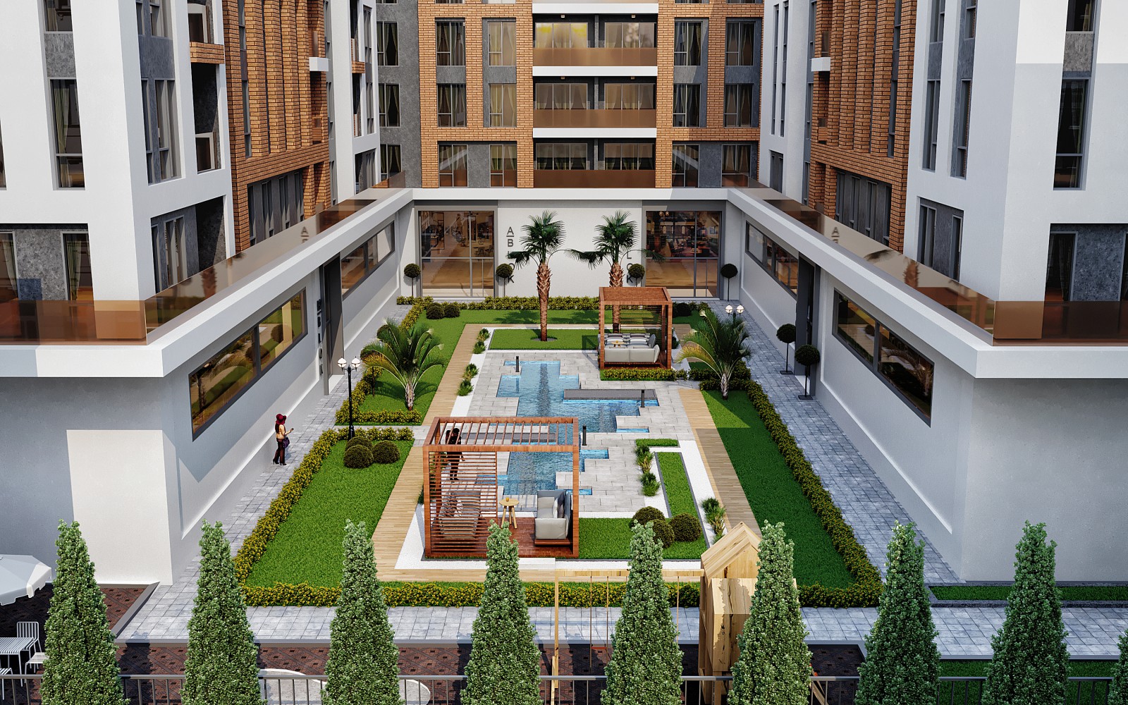 Istanbul Luxury Apartments - Smart Homes - Courtyard garden