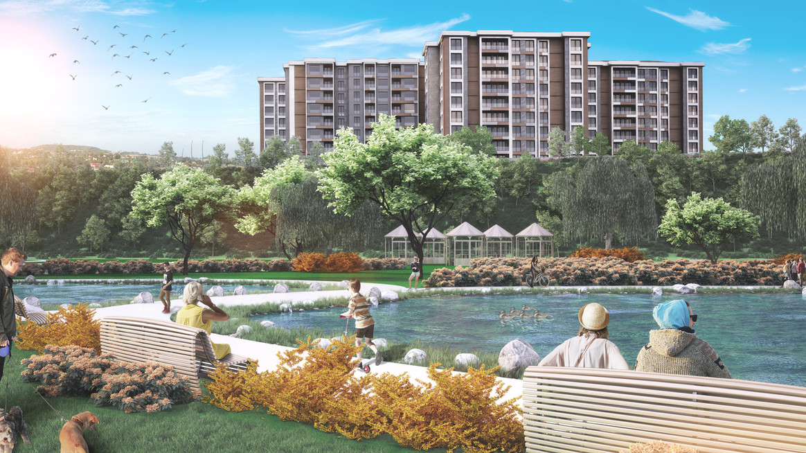 Istanbul Spa  Apartments - Basaksehir - Looking over a public green park