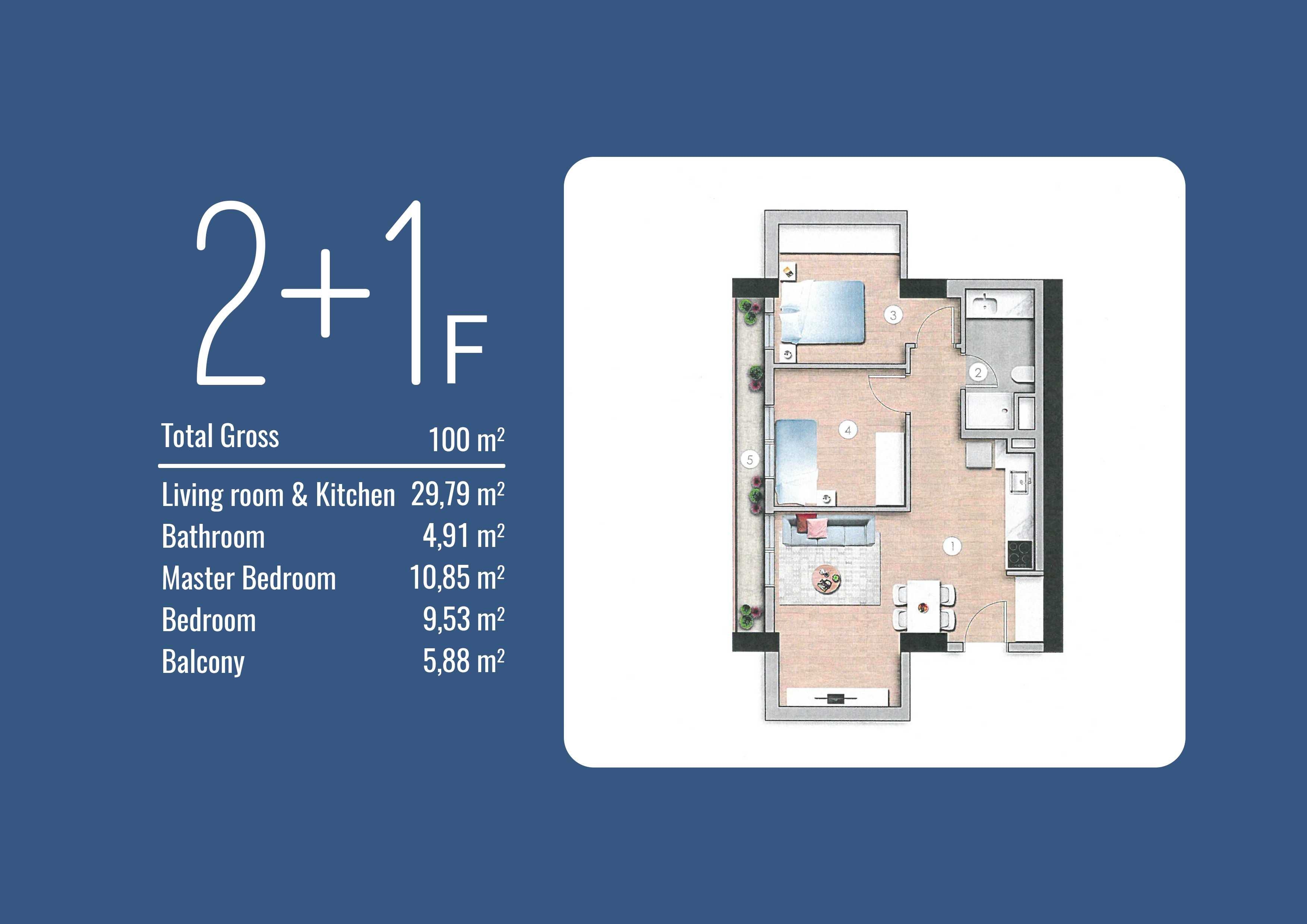City Centre Istanbul Apartments - Kagithane - Sample 2 bedroom floor plan