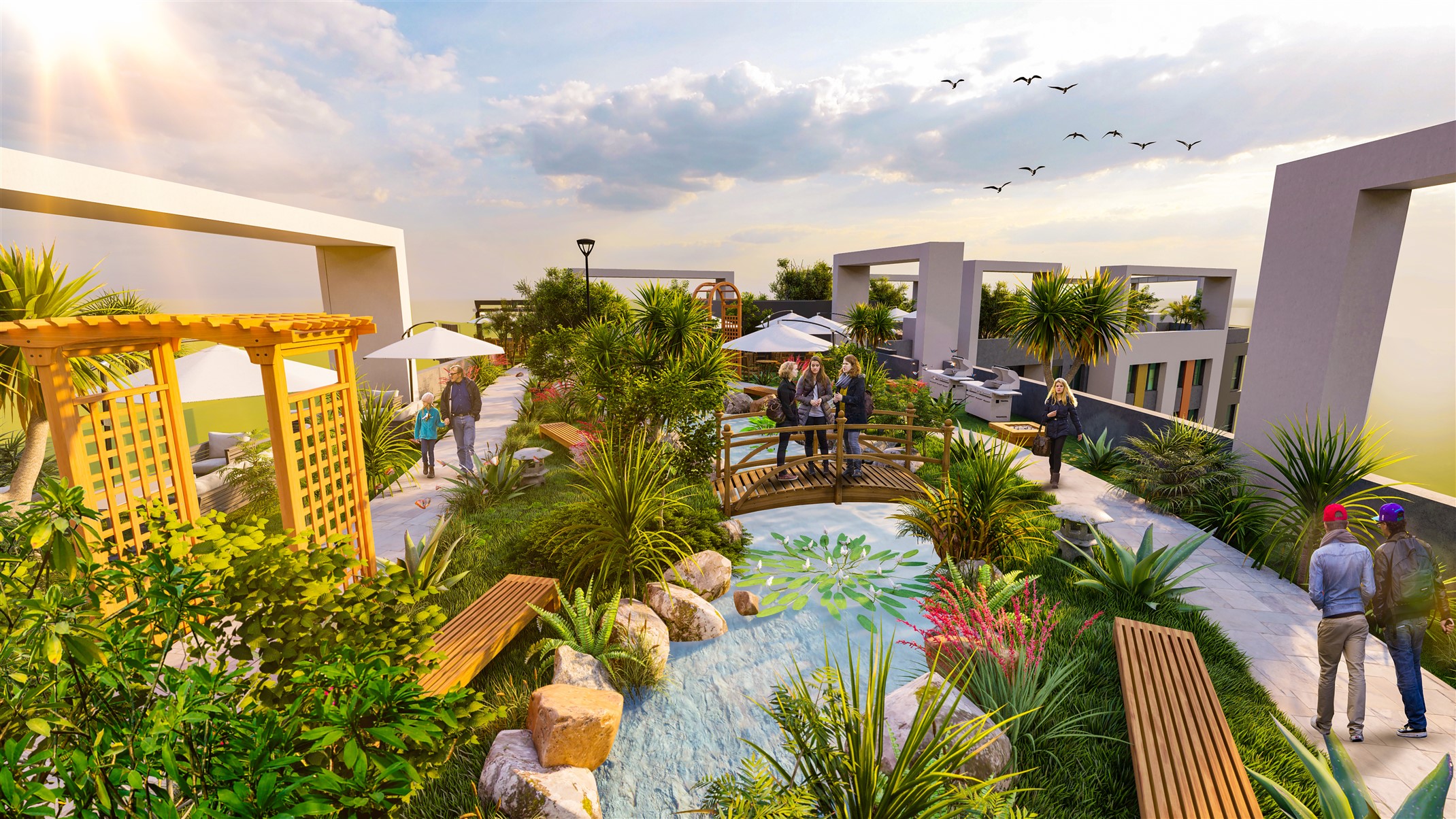Luxury Istanbul Apartments - Beylikduzu - Rooftop pool and gardens