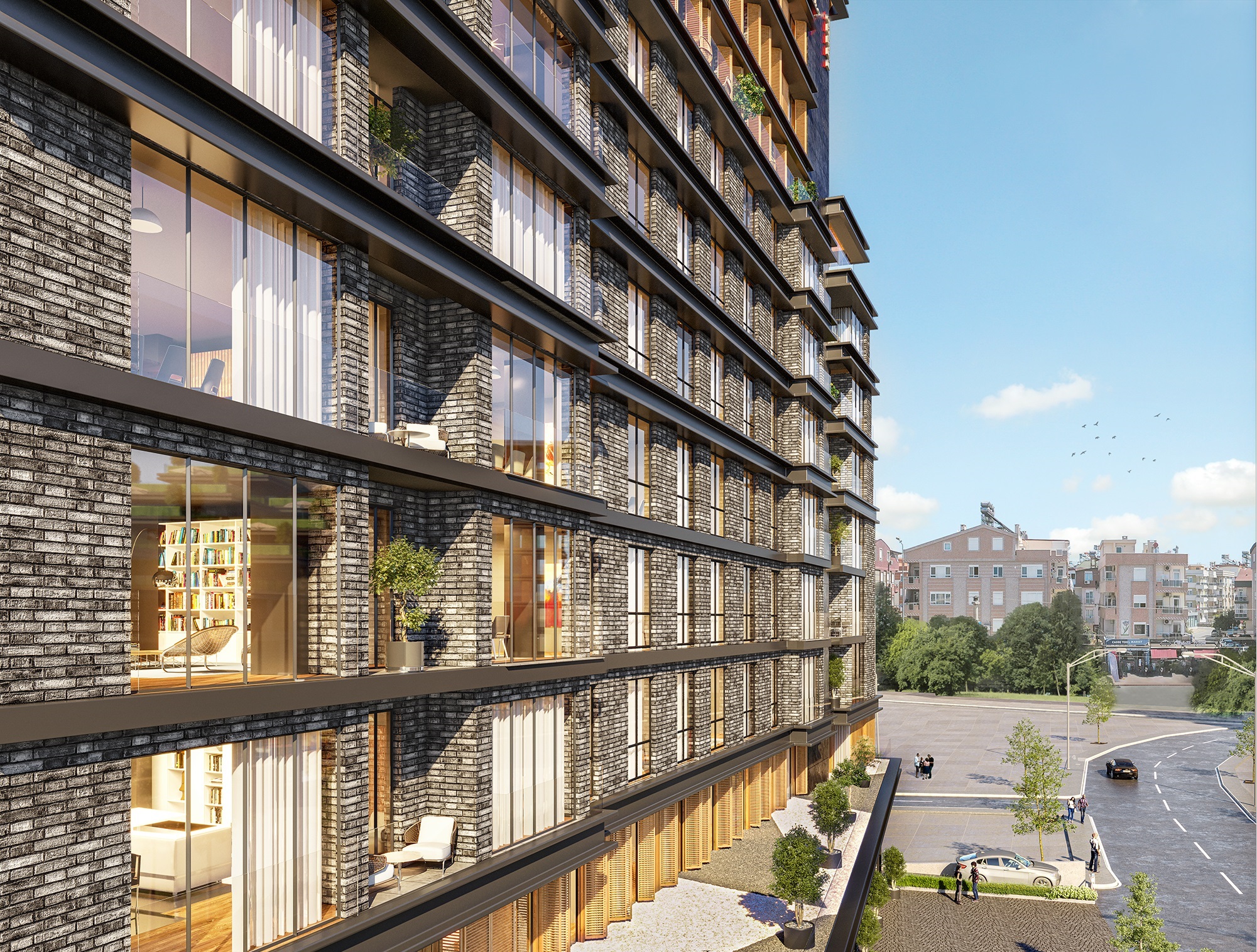 Istanbul City Centre Luxury Apartments - Partial stone facade