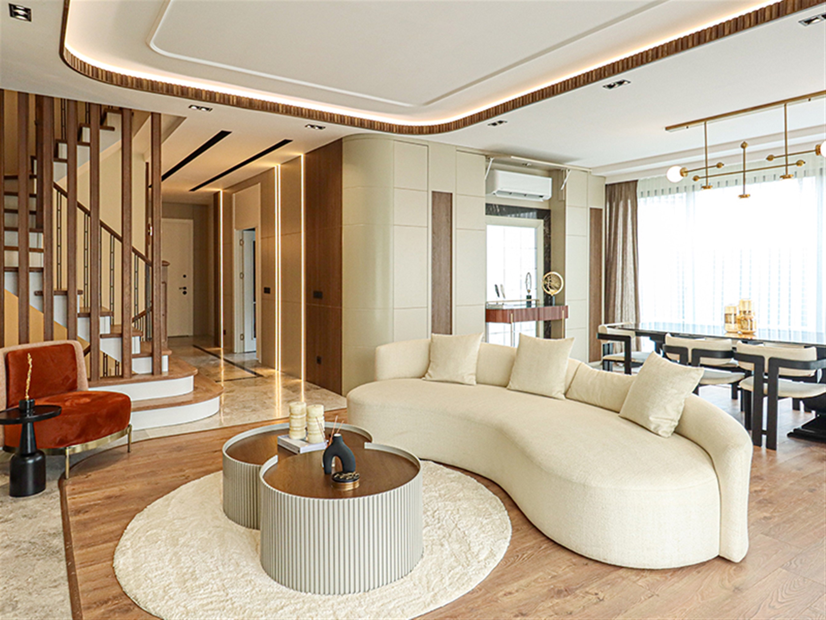 Newly Built Sea View Istanbul Property For Sale - An elegant living space, open-plan with stylish touches