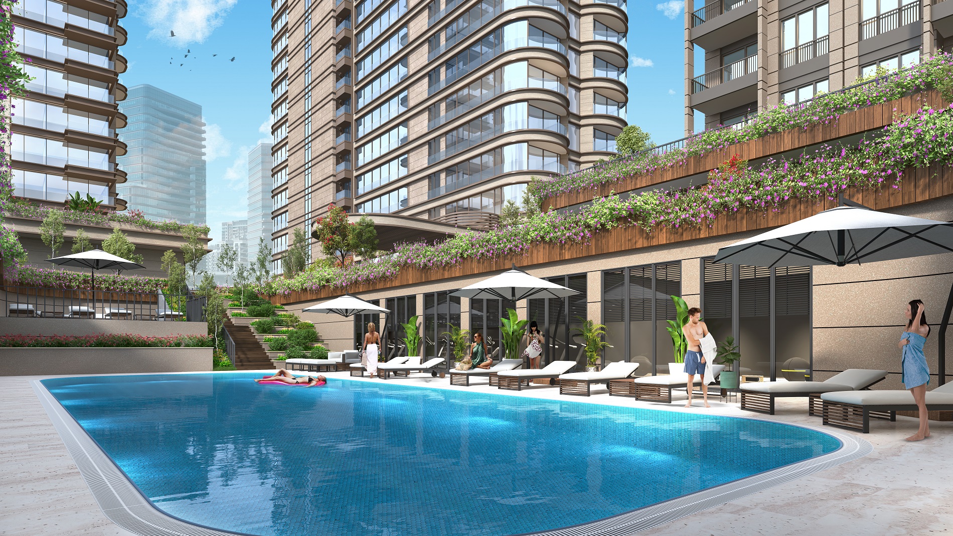 Forest View Luxury Istanbul Apartments - Outdoor swimming pool