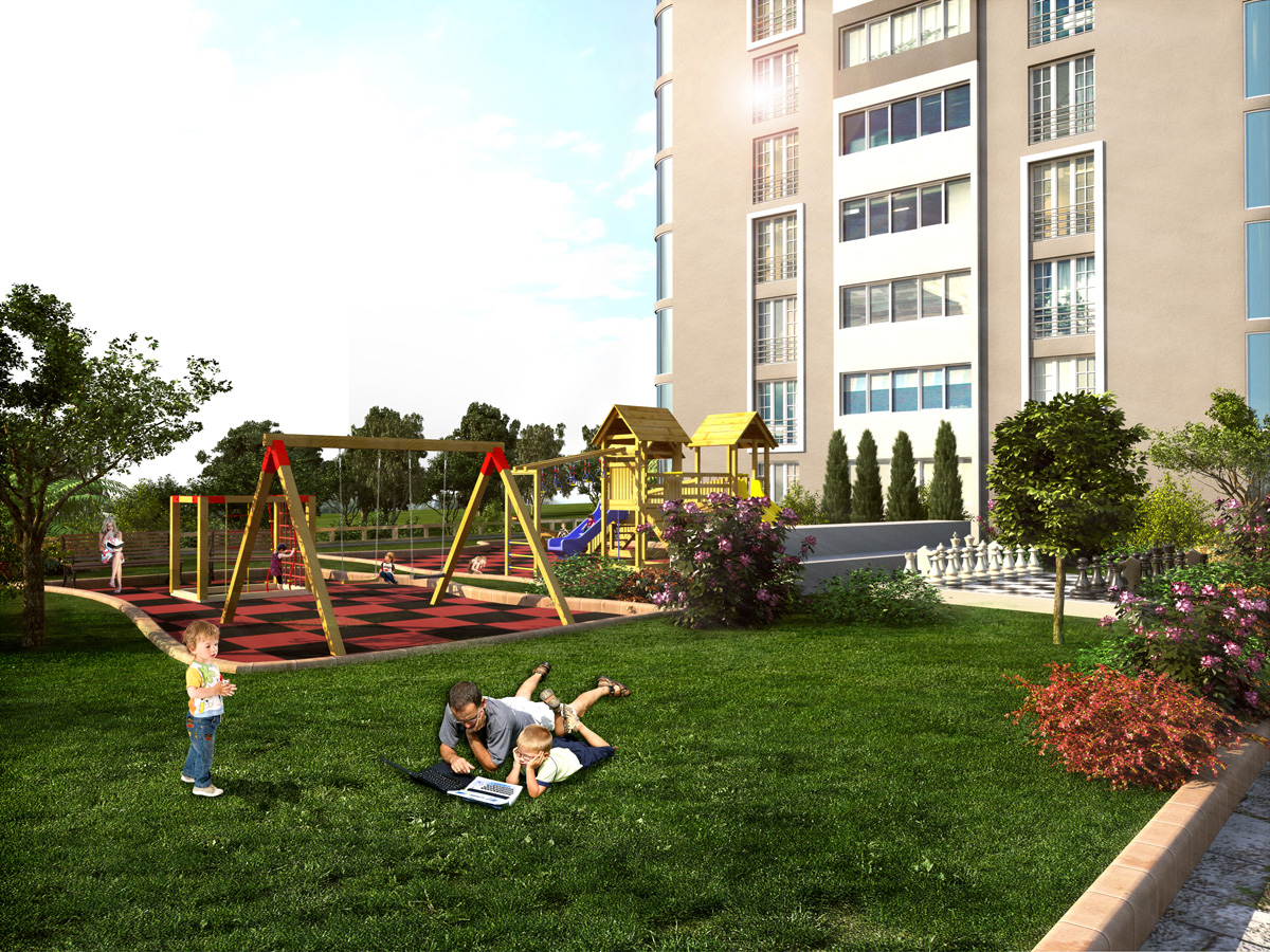 Luxury Istanbul Apartments - Turnkey - Play areas and garden chess