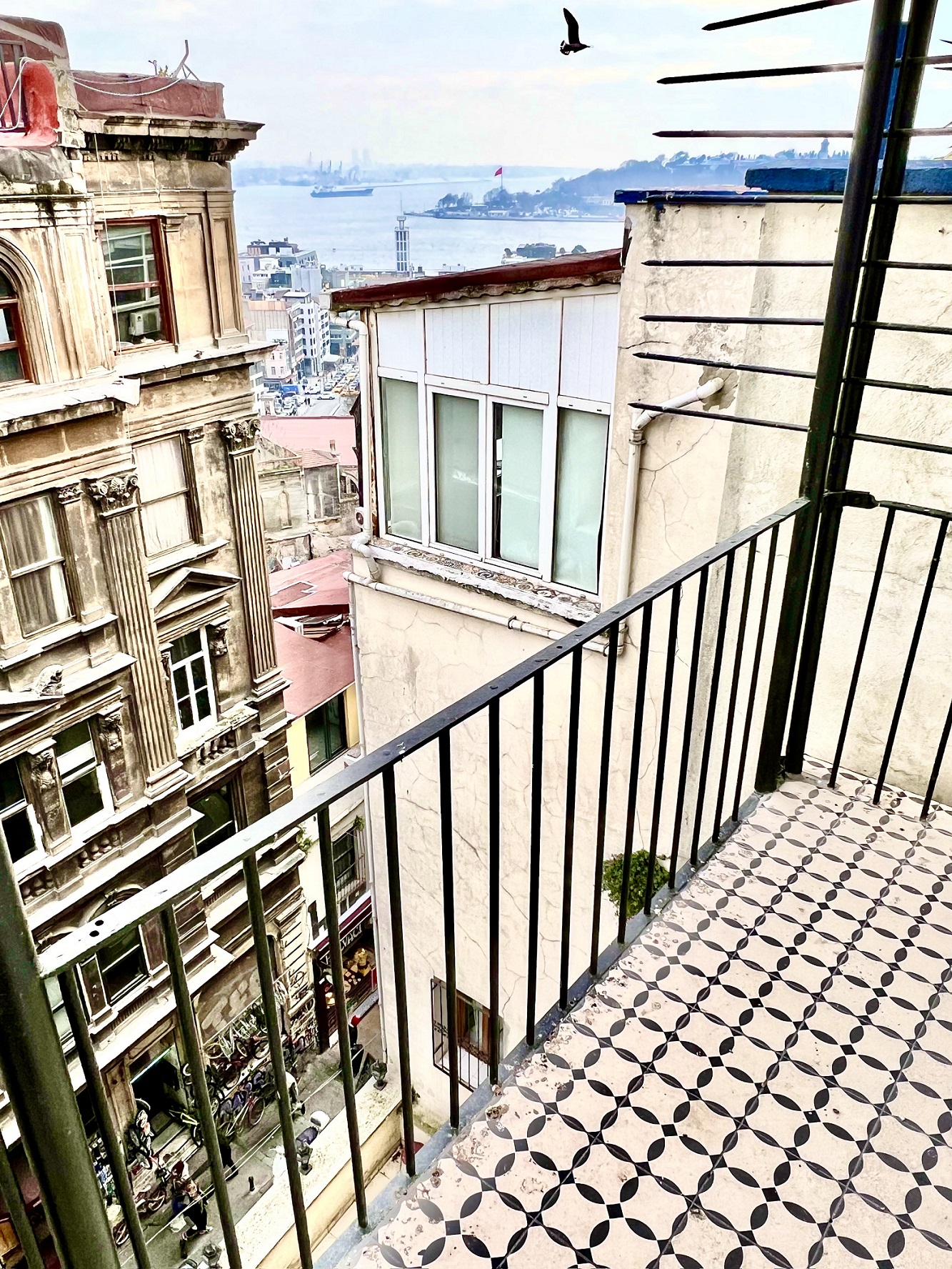 Istanbul Galata Tower Apartment For Sale - Bosphorus Views from the balcony-