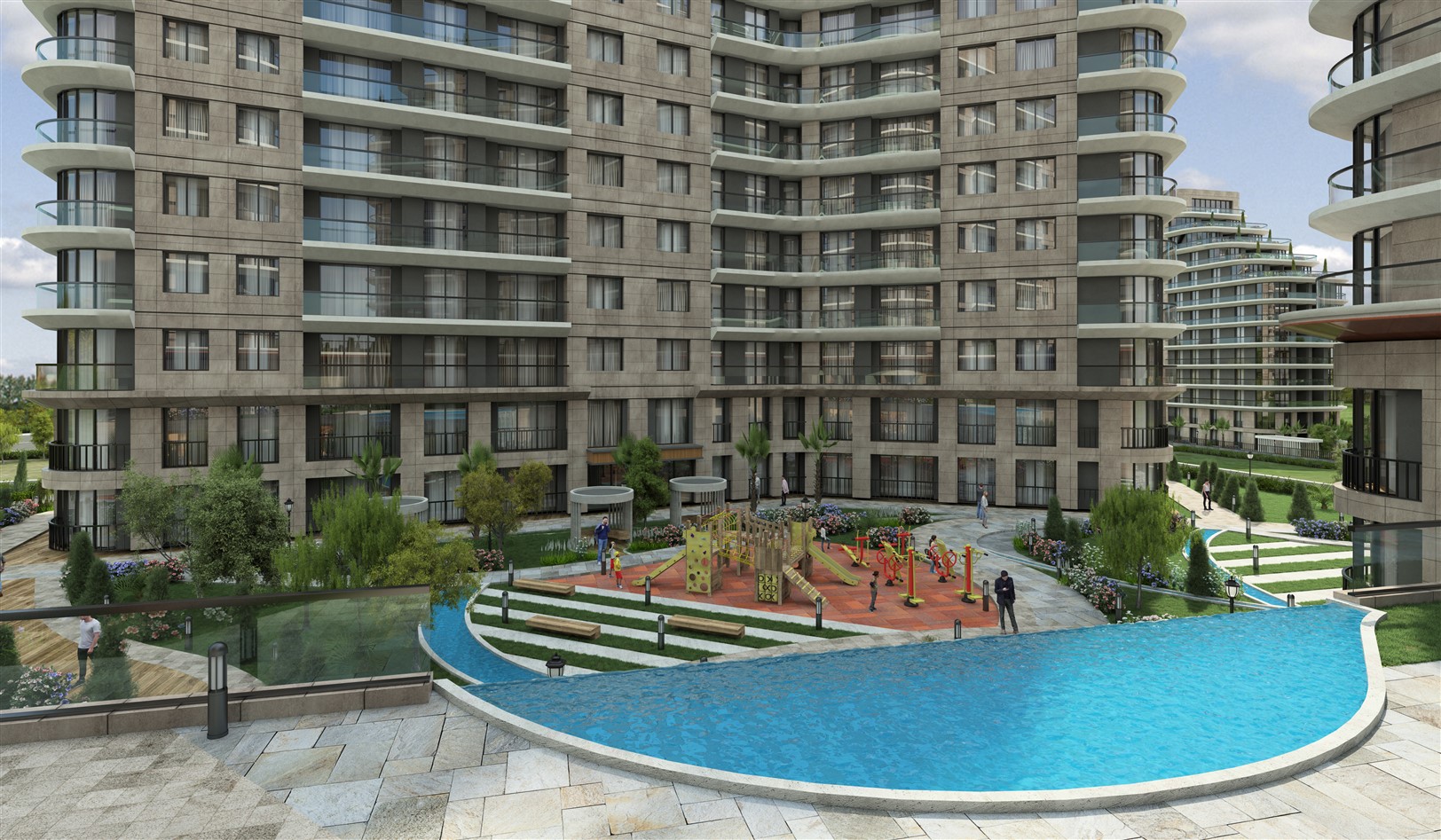 Off-Plan Kucukcekmece Apartments- Decorative Ponds
