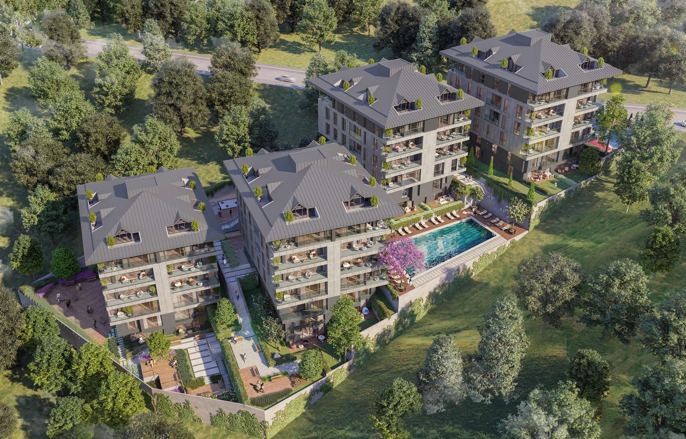 Off-plan Uskudar Apartments in Istanbul for Sale - Arial view from the side