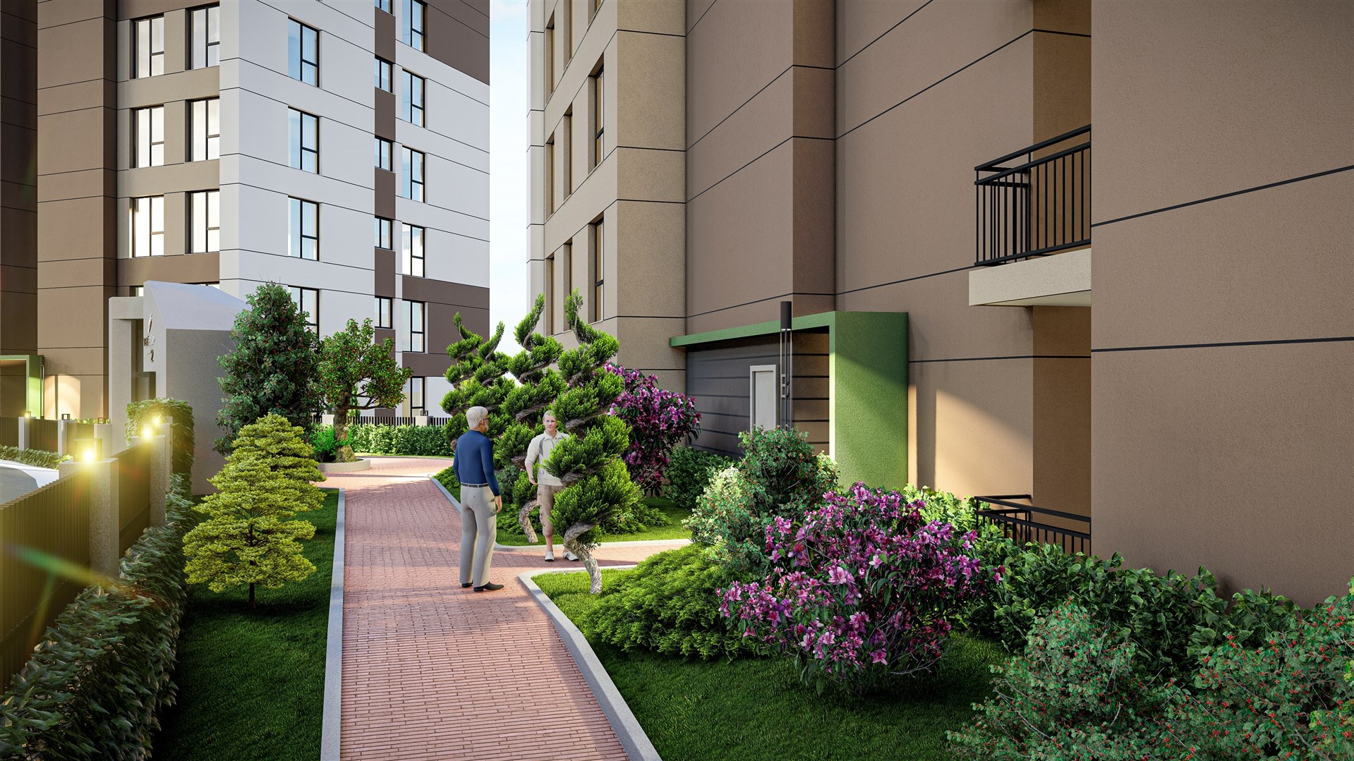 Off-Plan Stylish Istanbul Apartments For Sale In Eyup - Pretty walkways in complex's exterior