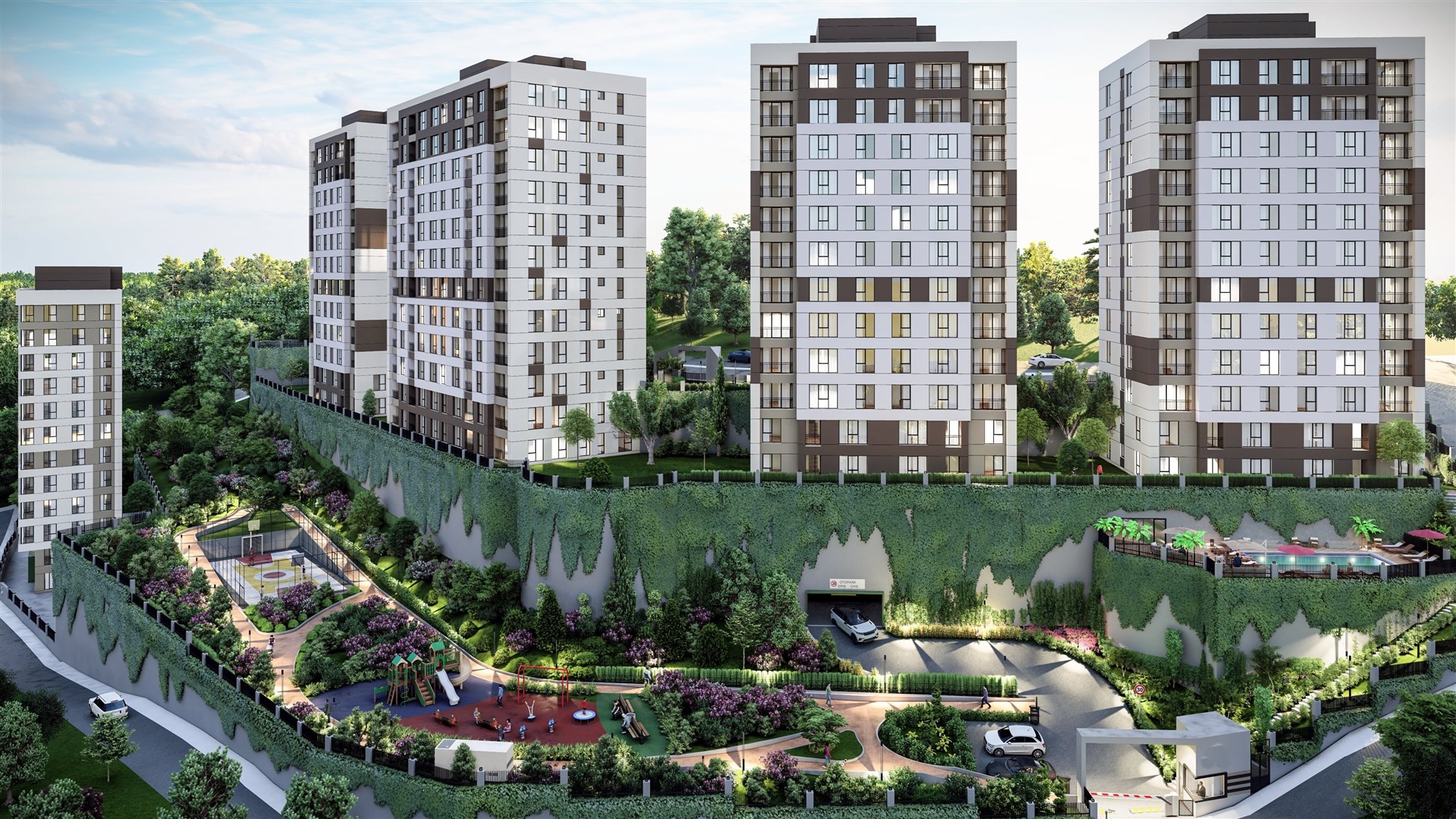 Off-Plan Stylish Istanbul Apartments For Sale In Eyup - Apartment blocks and exterior communal areas
