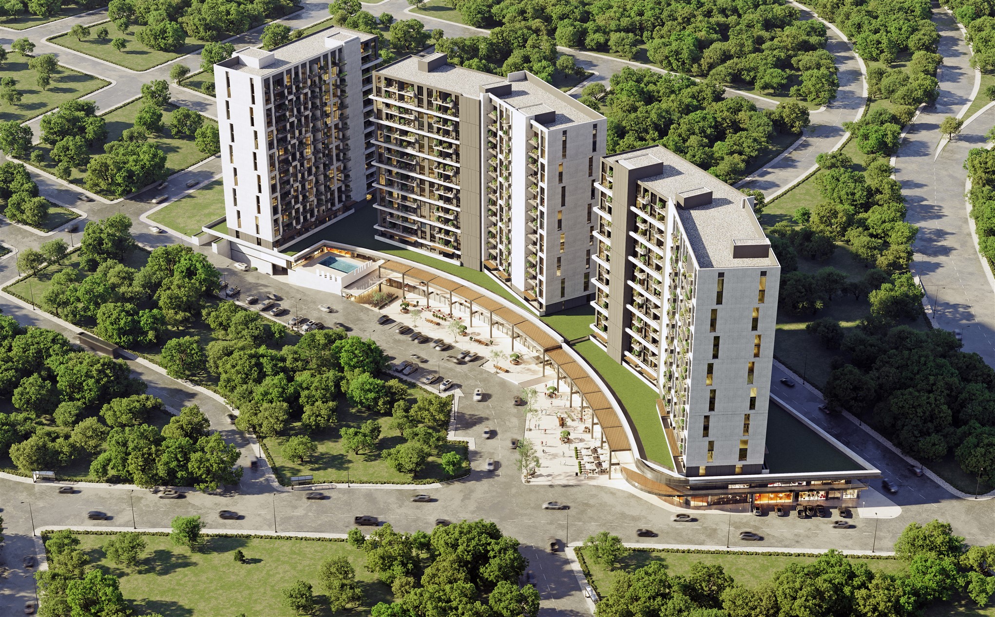 Off-Plan Modern Sea-View Istanbul Apartments In Maltepe For Sale – Arial view over complex