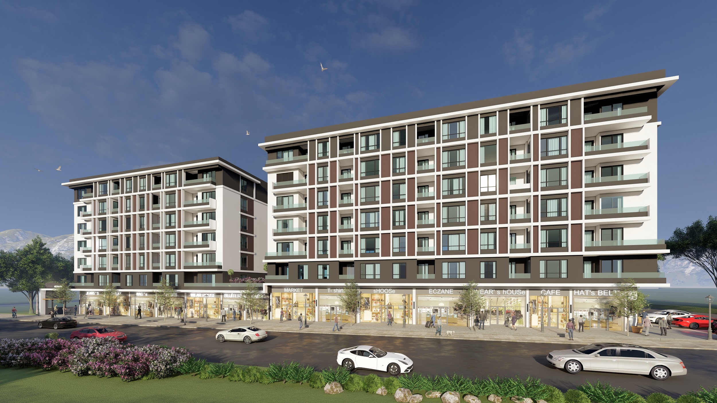 New Build Modern Istanbul Property For Sale - View to the side of complex