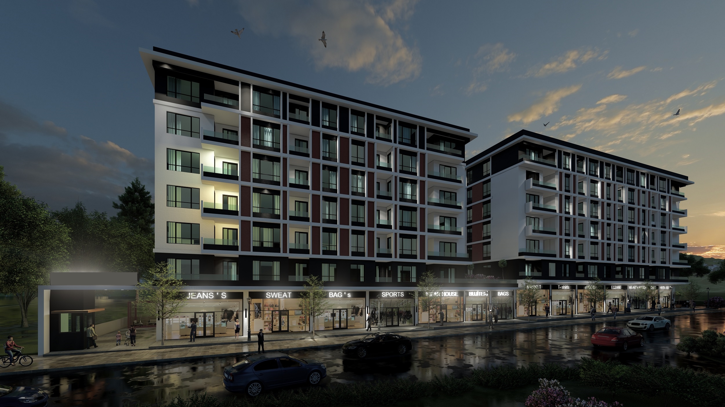 New Build Modern Istanbul Property For Sale - Complex lit up at night