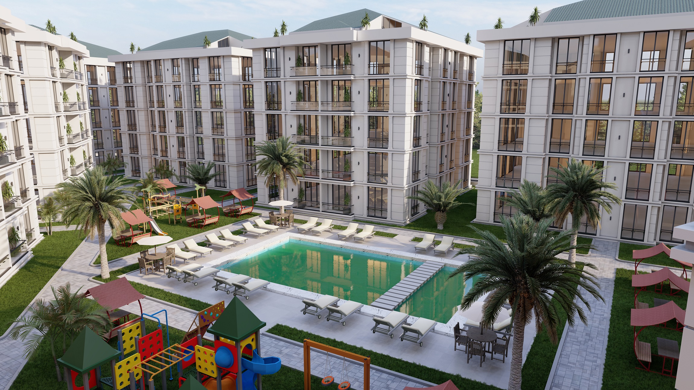 Stunning Off-Plan Istanbul Apartments For Sale - Communal pool and gardens