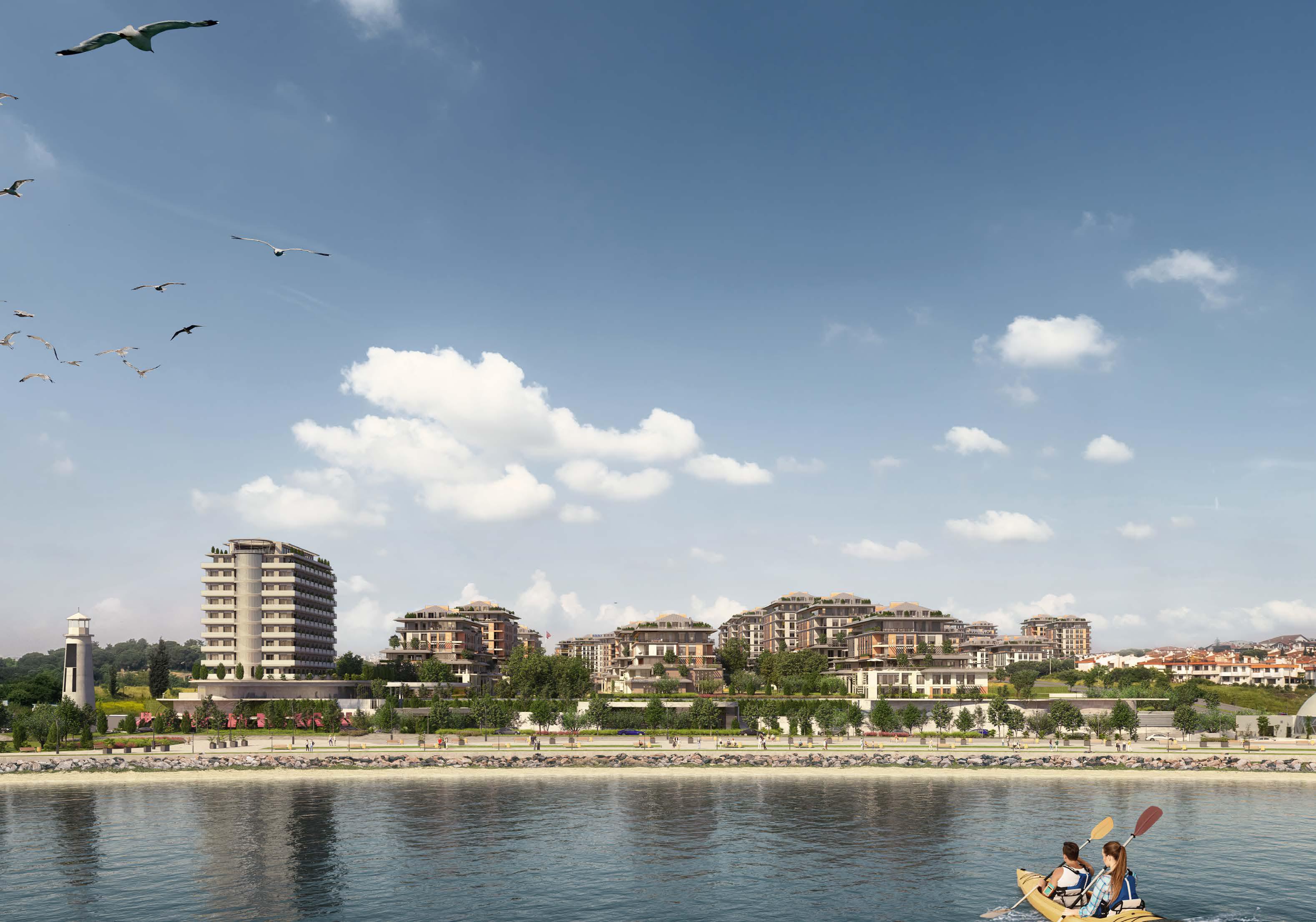 Exquisite Luxury Asian Istanbul Apartments For Sale - View to apartment complex from the sea