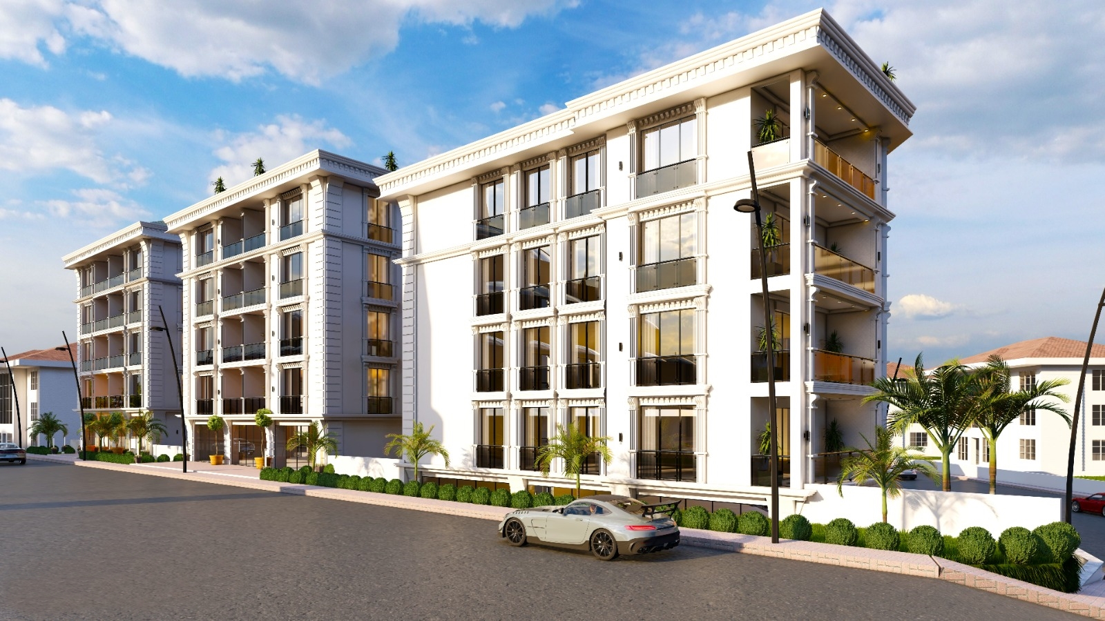 Great Location and Modern Istanbul Apartments For Sale - View to complex from street