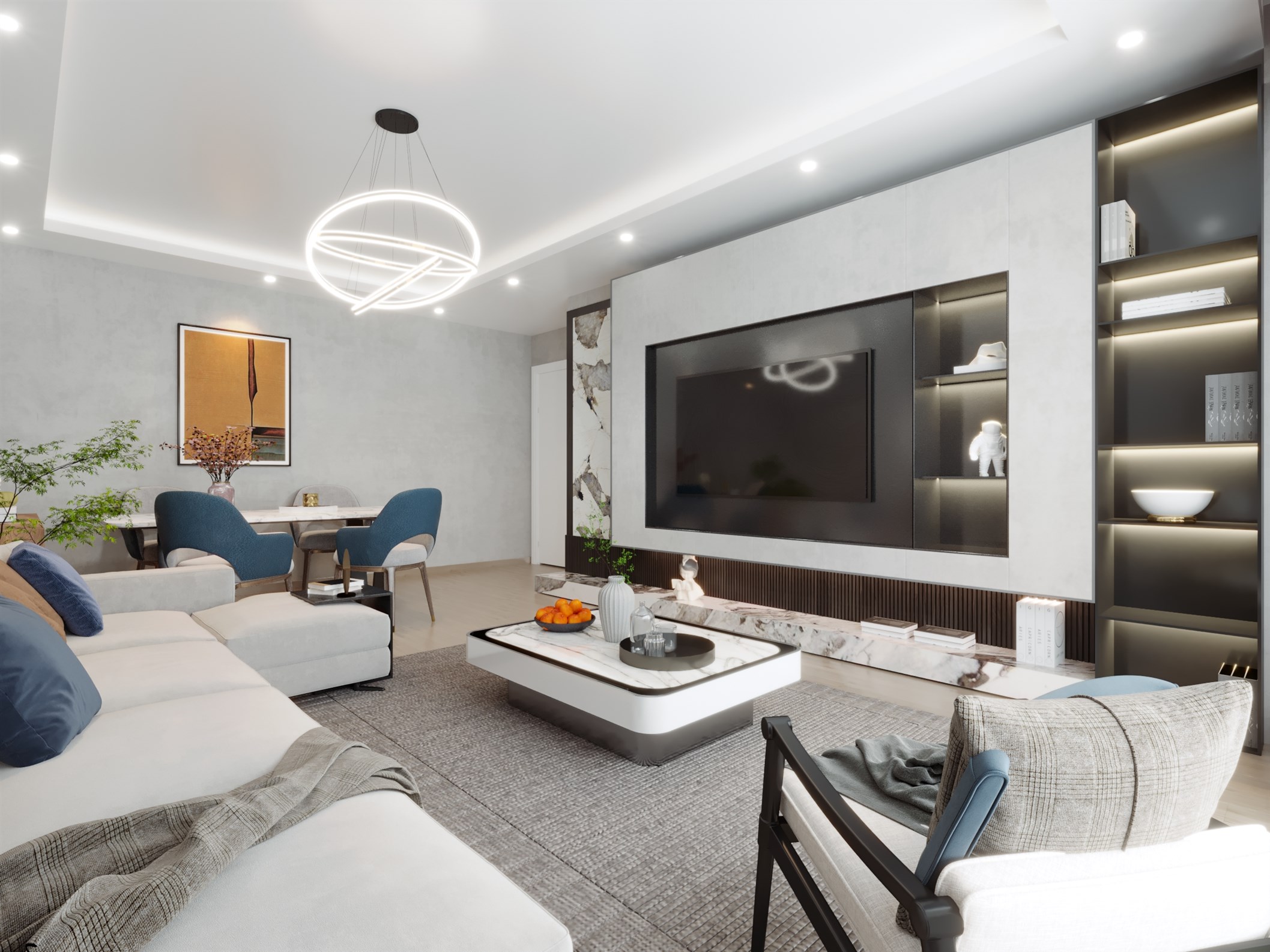 Luxury Asian Istanbul Apartments For Sale - Modern spacious living room