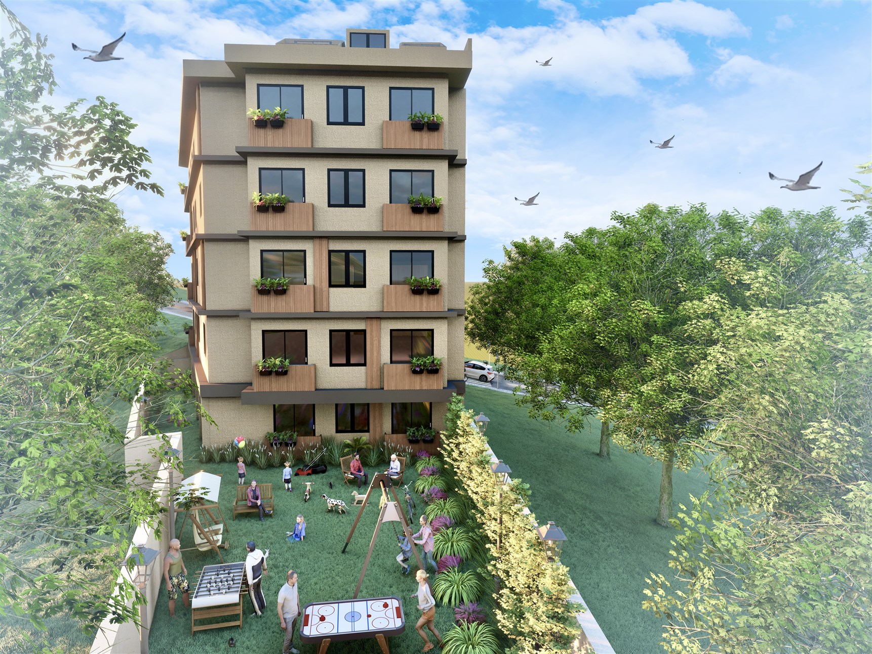 Impressive Properties In Istanbul For Sale - Side view of stylish apartment building