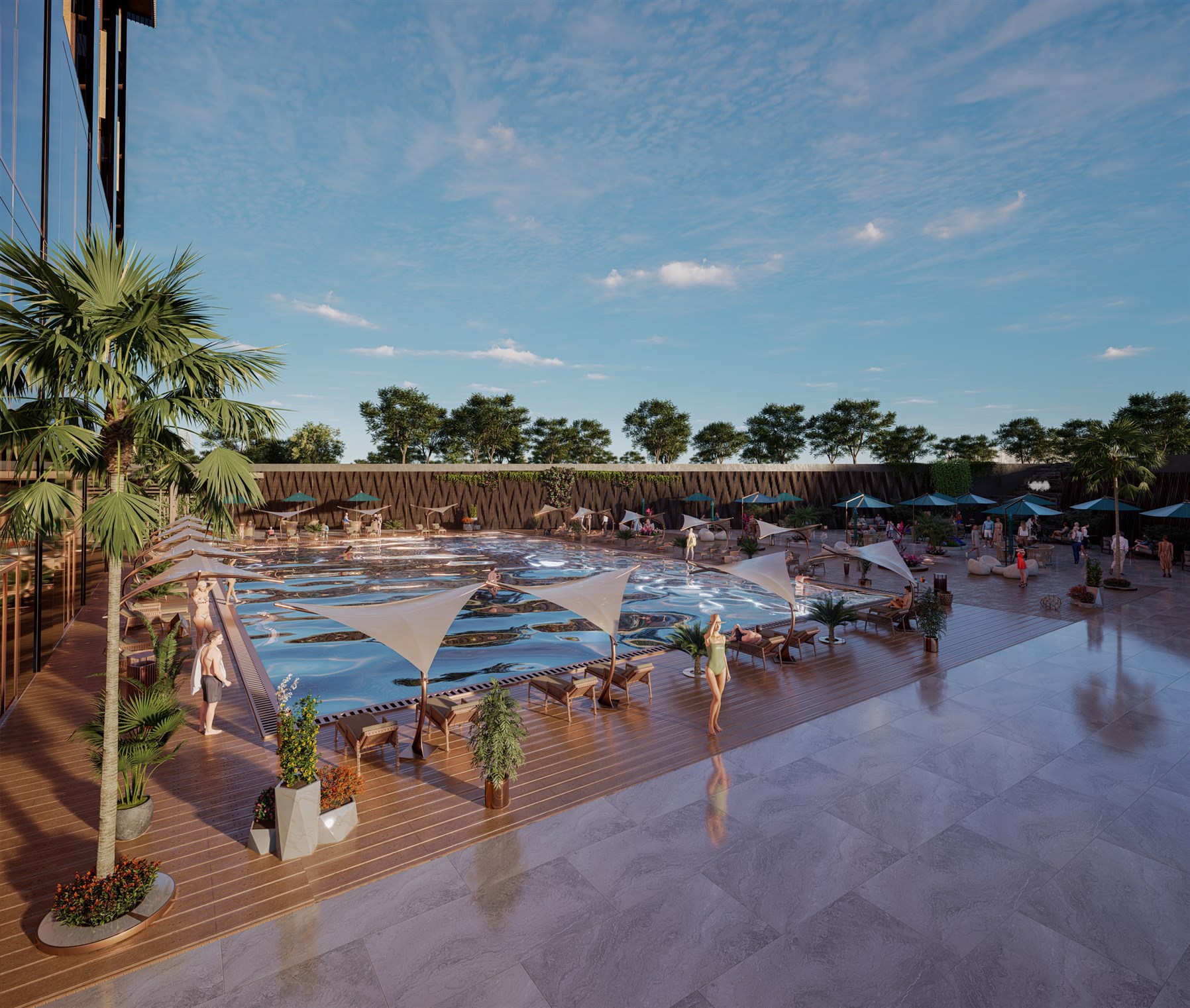 Substantial Istanbul Properties For Sale - Large shared swimming pool and sun terraces