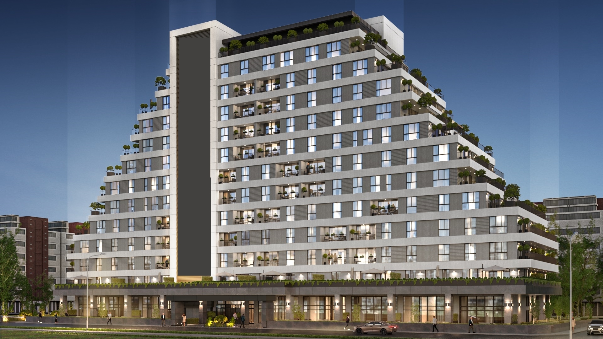 Distinctive City Centre Istanbul Property For Sale - Main view of stylish, modern apartment building