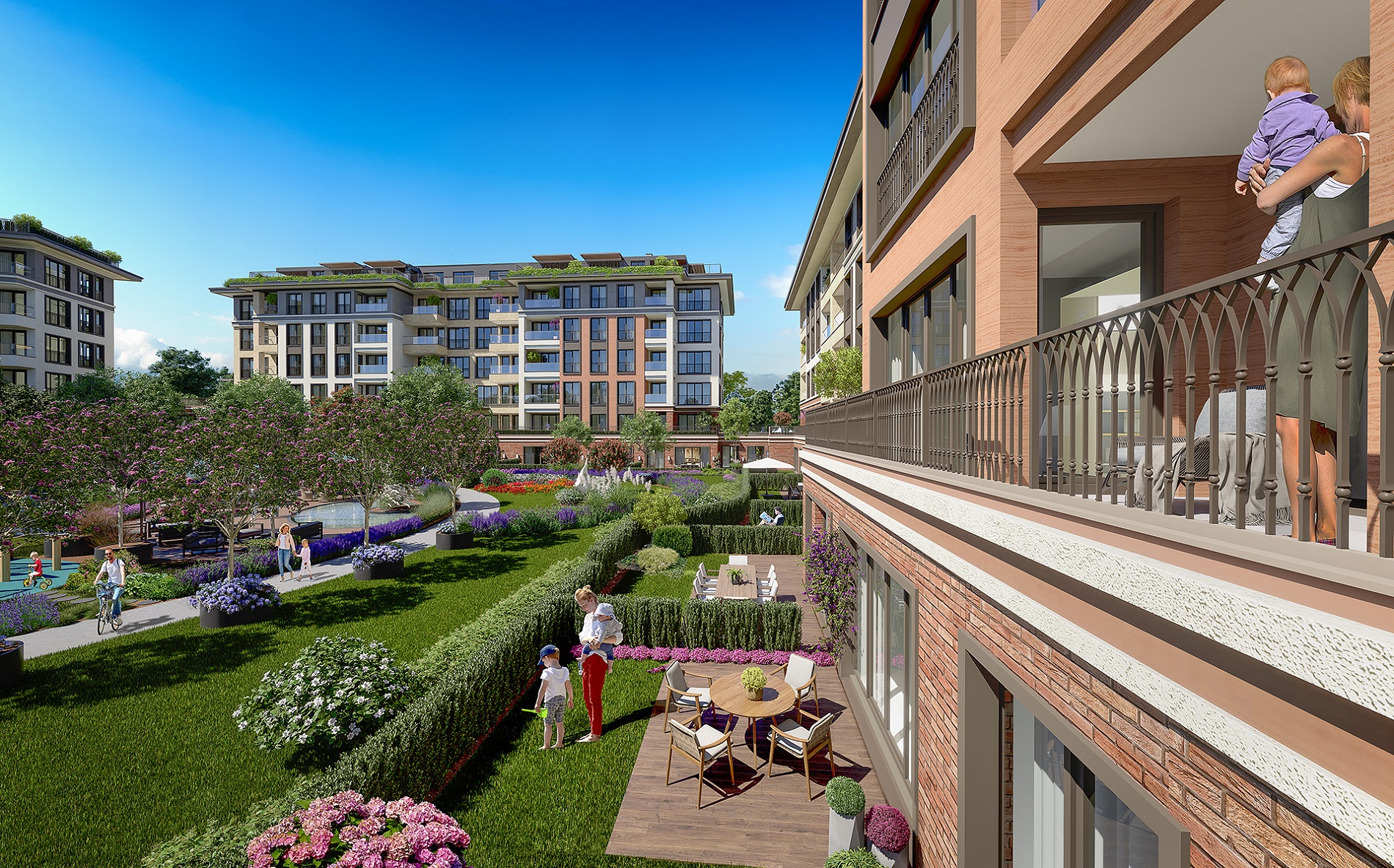 Notable Off-Plan Istanbul City Centre Eyup  Apartments - Gorgeous landscaped gardens from the balcony