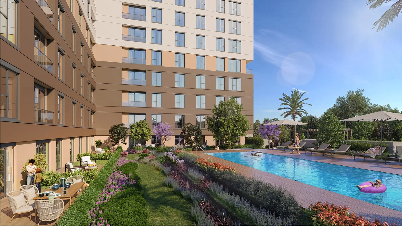 Notable Off-Plan Apartment For Sale in Istanbul - A lovely social exterior with communal pool