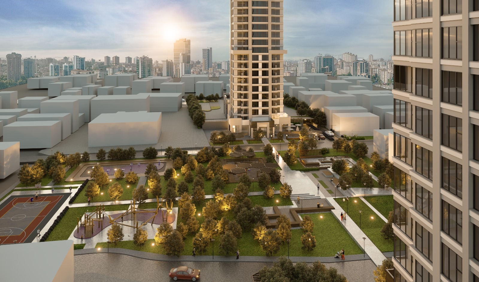 Exceptional Off-Plan Asian Istanbul Property For Sale - Main view over the complex and social areas