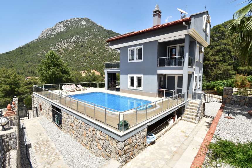 Expansive Detached Villa In Fethiye For Sale with Pool - View of the expansive villa and private swimming pool