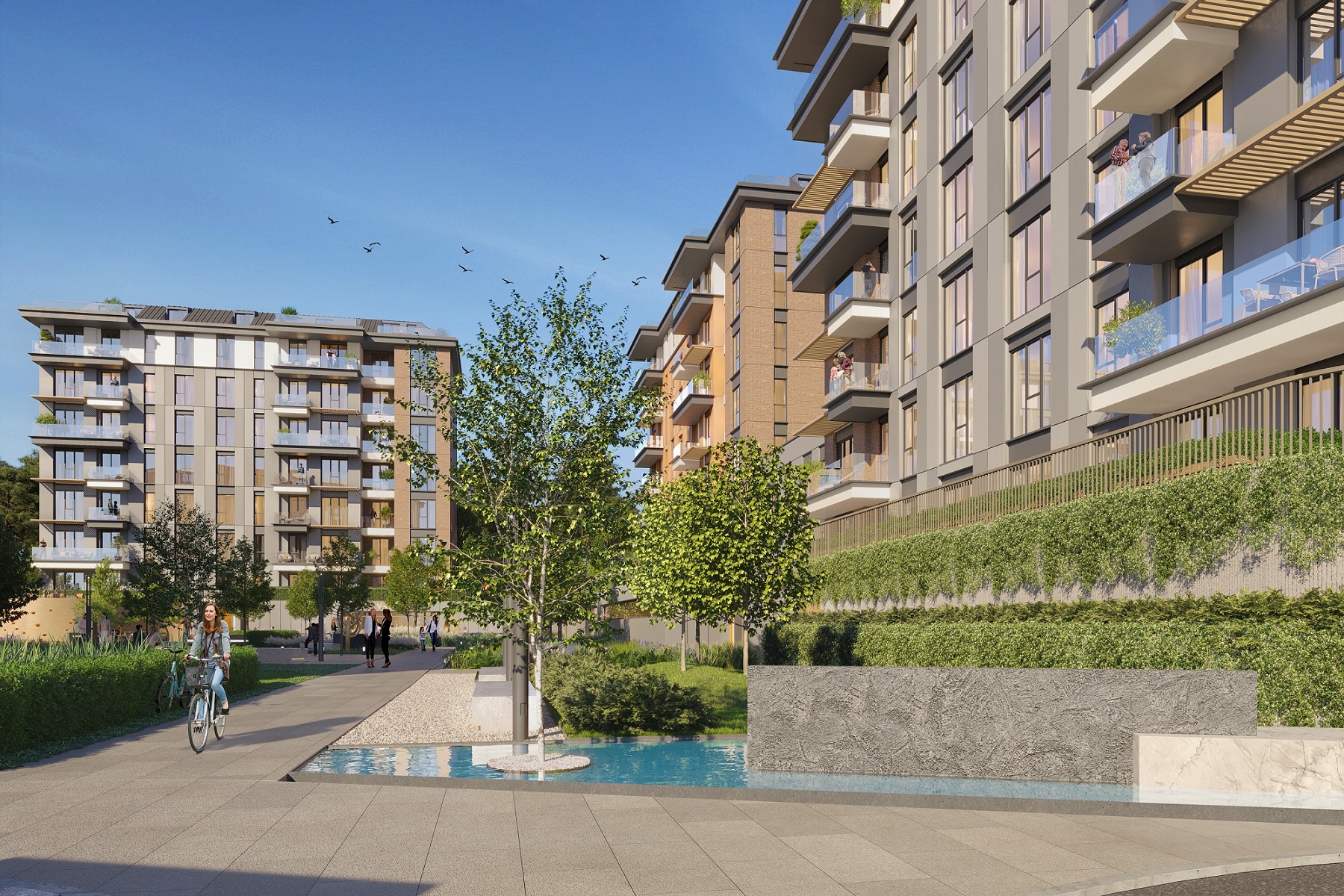 Notable Smart-Home Istanbul Apartments For Sale - A stunning exterior with landscape gardens and water features