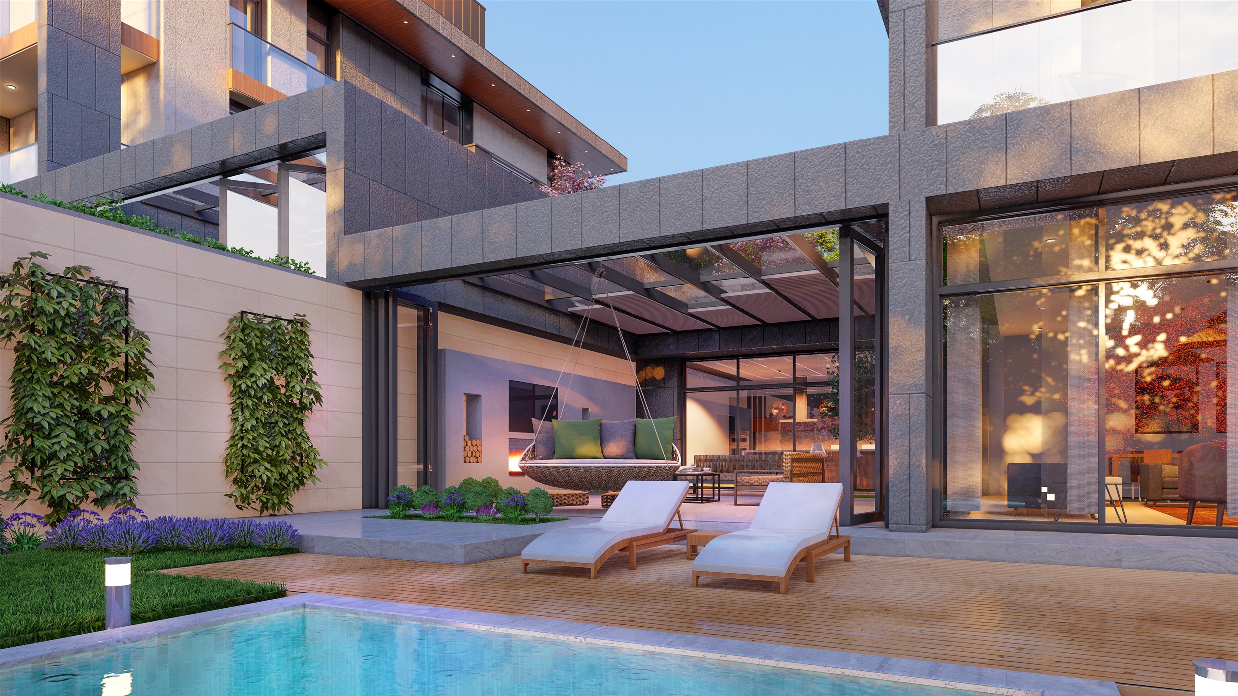 Magnificent Istanbul Asian Side Villas For Sale - Gorgeous sun terrace and pool