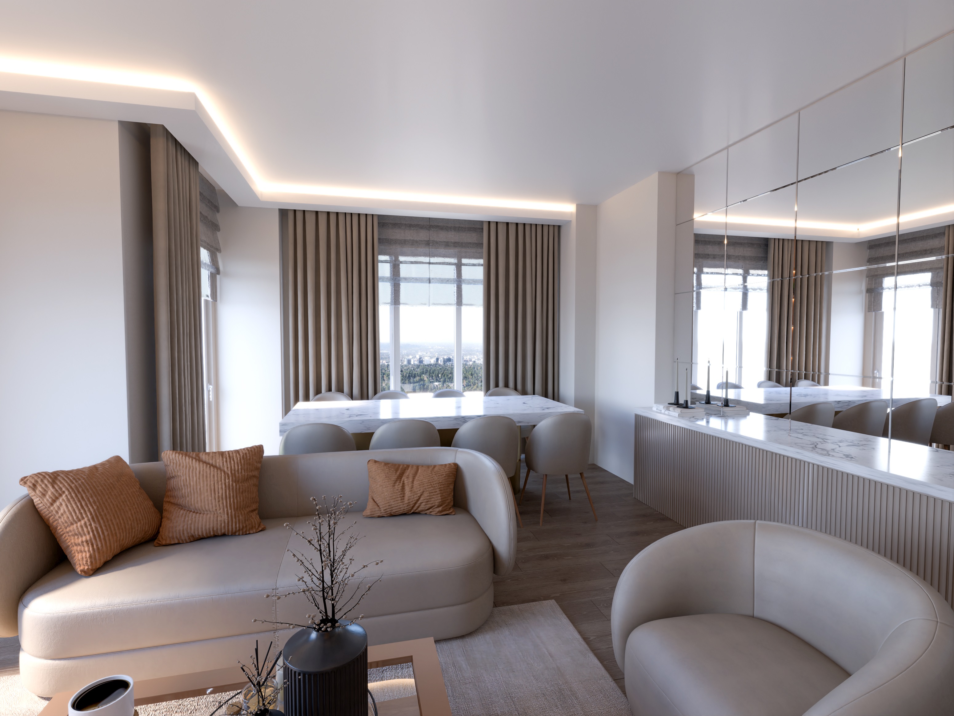 Urban Asian Istanbul Luxury Properties For Sale - Spacious lounge through to dining area