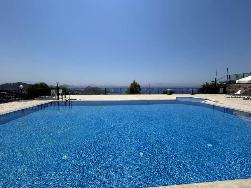 A Delightful Sea View, Detached Bodrum House For sale - A large communal pool with amazing views