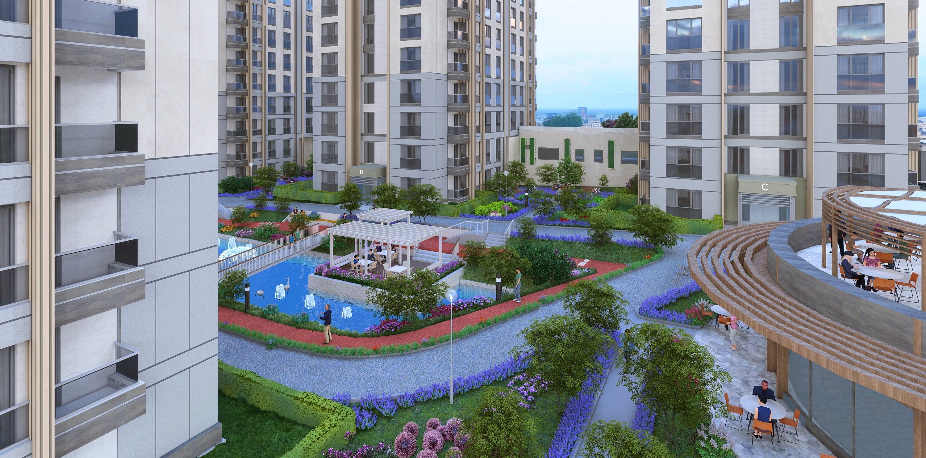 Sophisticated Istanbul Apartments For Sale In Bagcilar - A modern complex with social areas