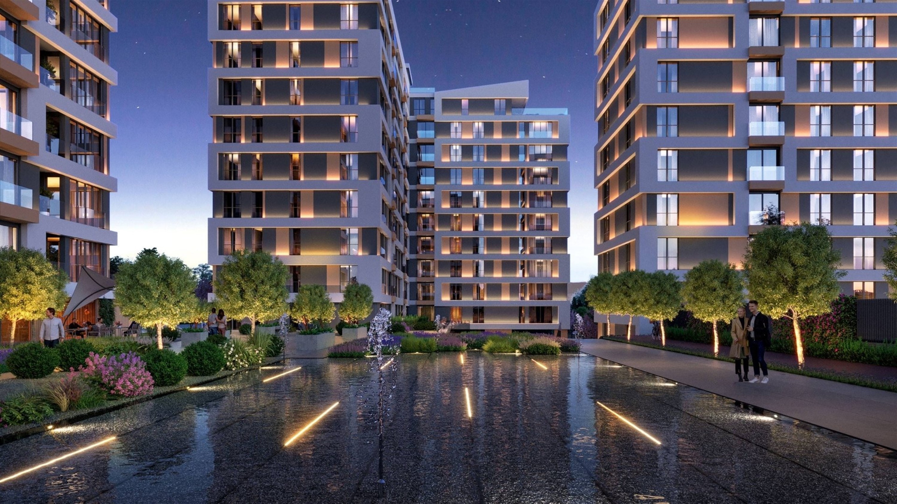 High-End Off-Plan Istanbul Properties For Sale - Stunning social areas with water features