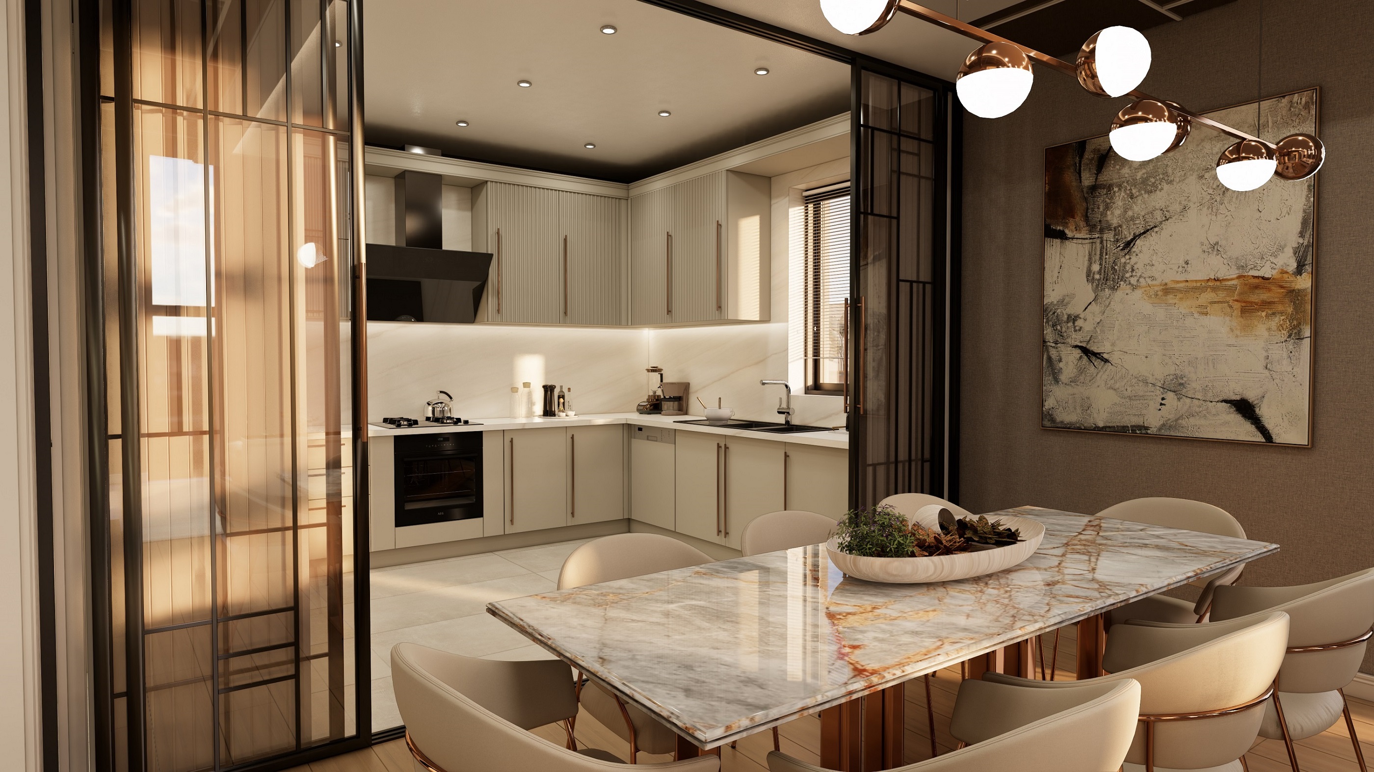 Captivating Off-Plan Istanbul Properties For Sale - Dining area through to the kitchen