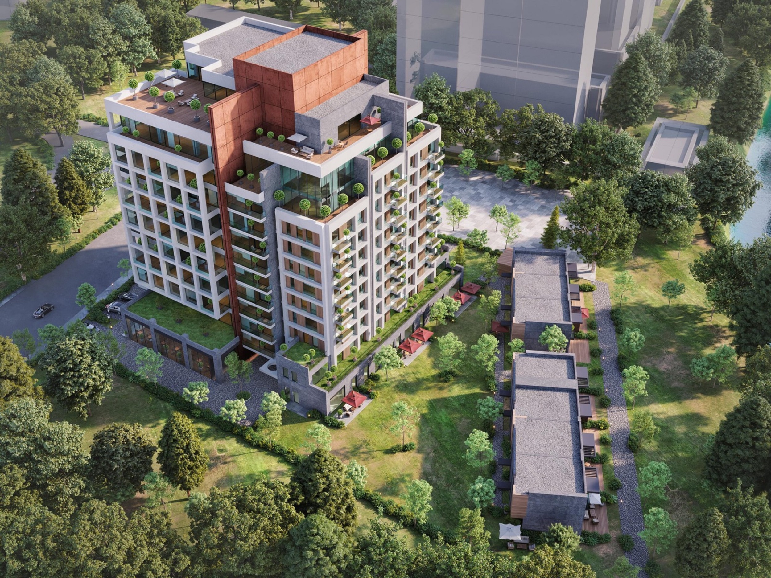 Istanbul Apartments for Sale in Kagithane - Complex surrounded by nature and greenery