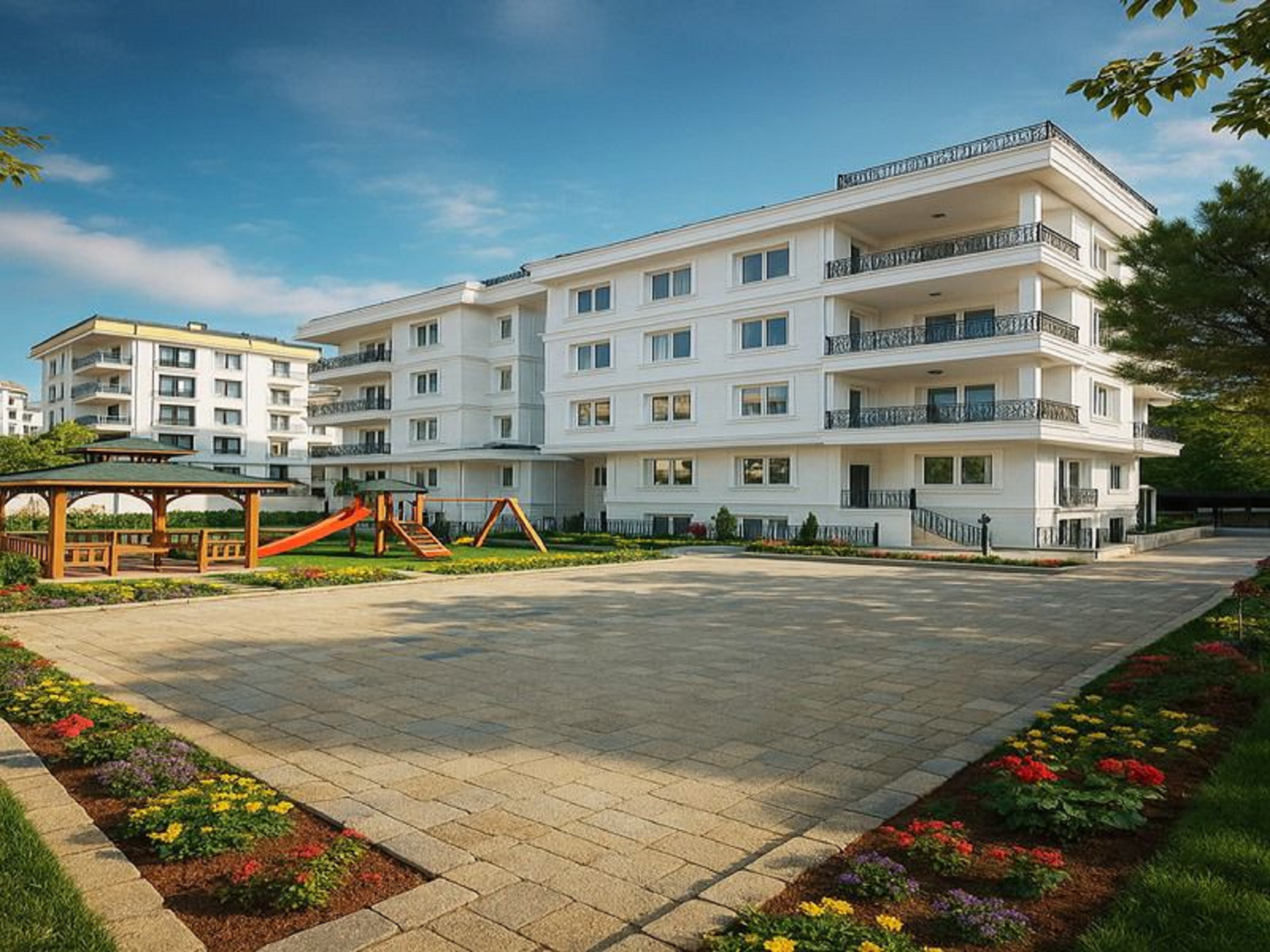 Superior Residence Apartments For Sale In Istanbul - Large parking and social areas