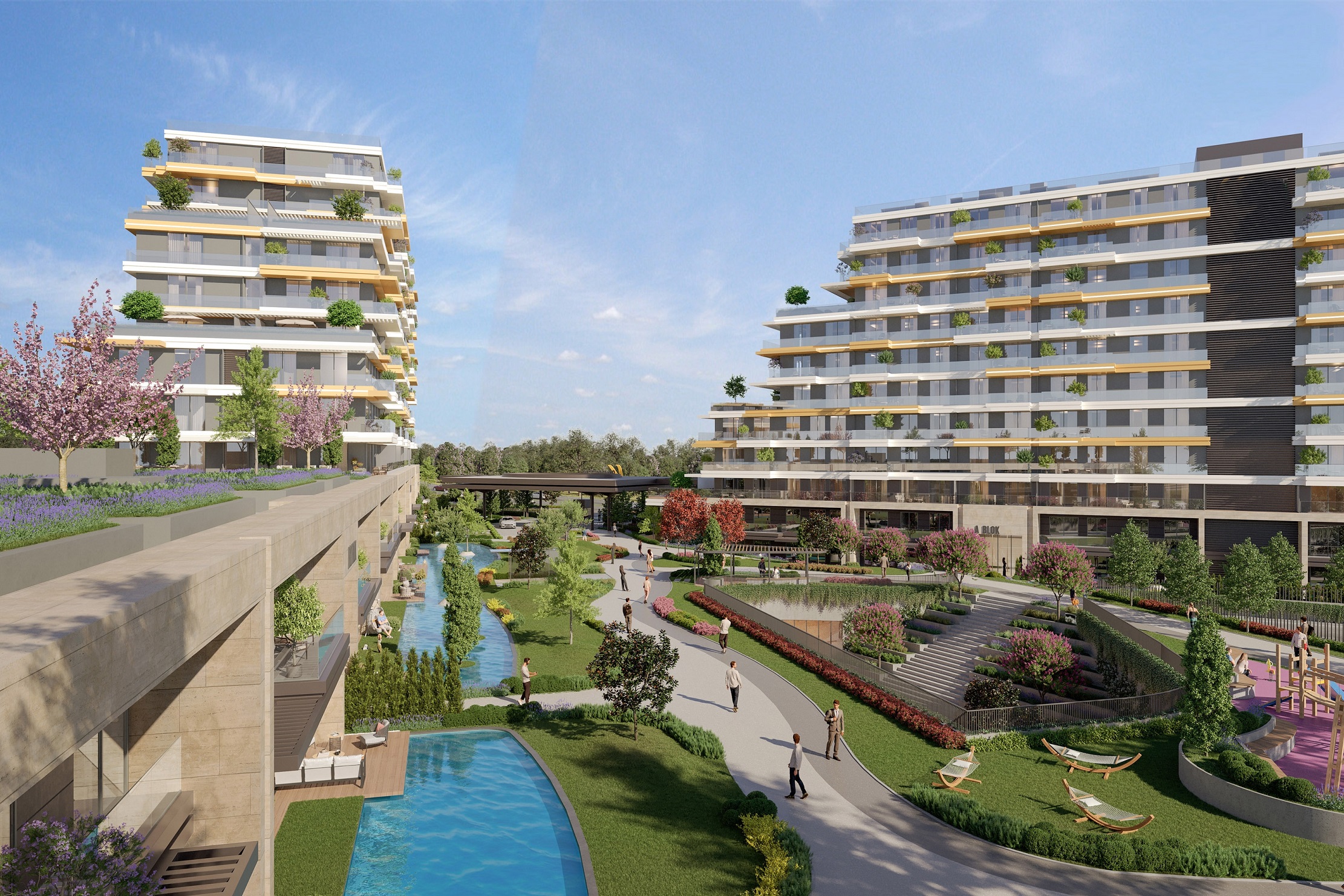 Luxury Istanbul Asia Apartments & Commercial Units For Sale - Vast social exterior landscaped gardens
